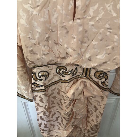 A.J. Bari Women's VINTAGE 1980's SILK BEADED MINI DRESS Pink Size 12 - Picture 5 of 8